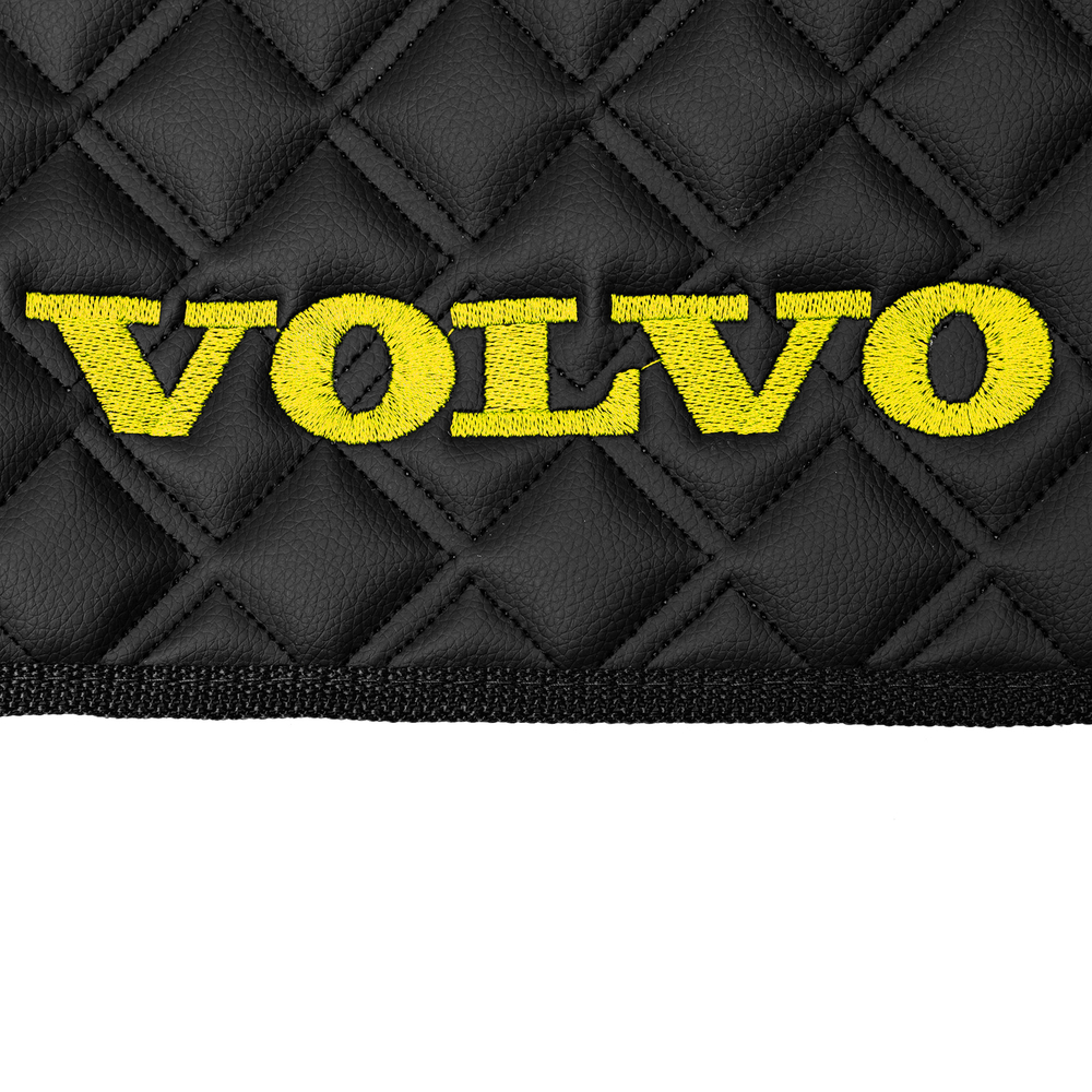 Ковры VOLVO FH-12 2009-2013г (автомат) (экокожа, черный, черный кант, желтая вышивка)