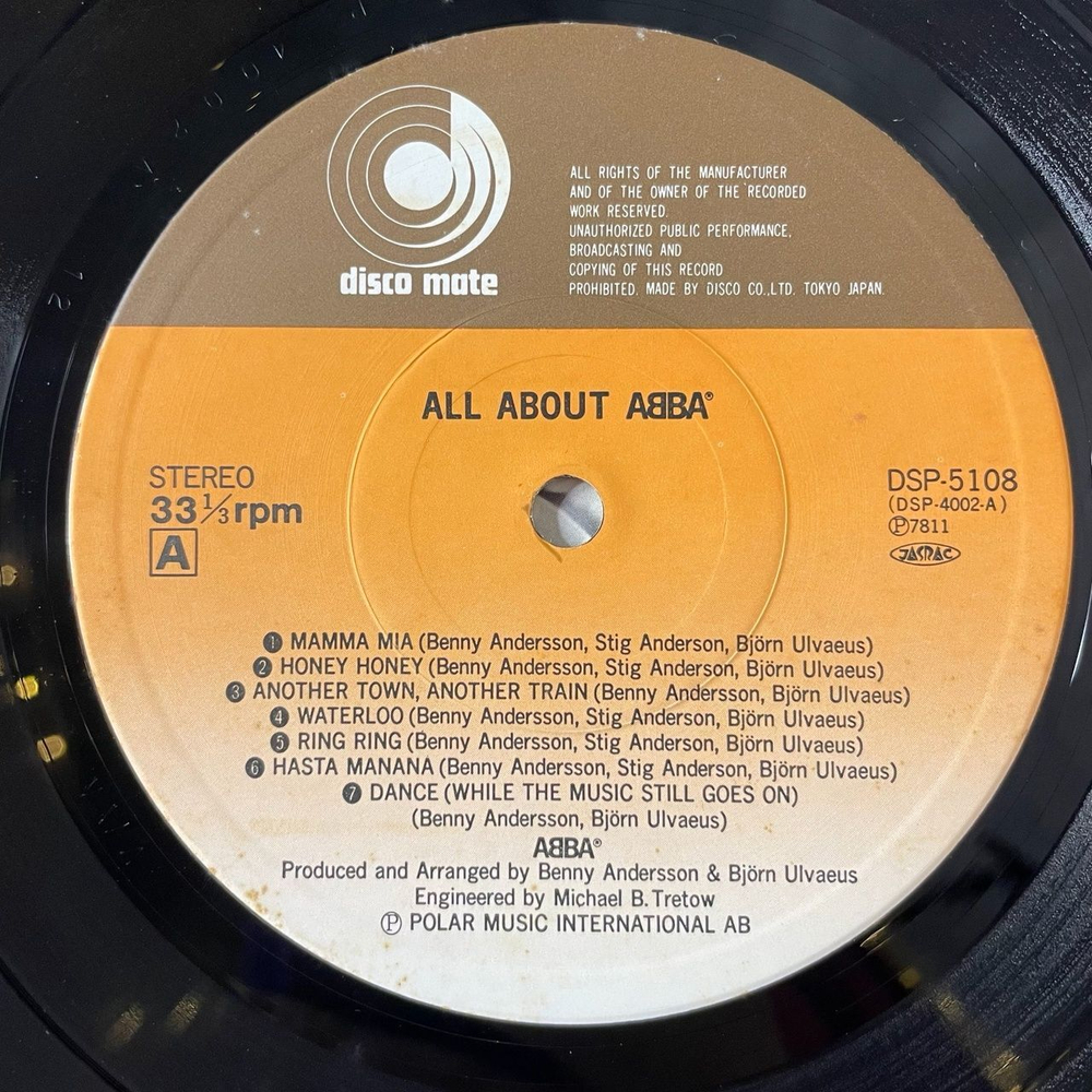 Винтажная виниловая пластинка LP АББА All About ABBA (Japan 1978) (Obi Copy)