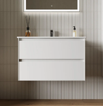Тумба подвесная SANCOS Cento 790х450х500, c двумя ящиками оснащенными доводчиками, белый глянец, арт. CN80W