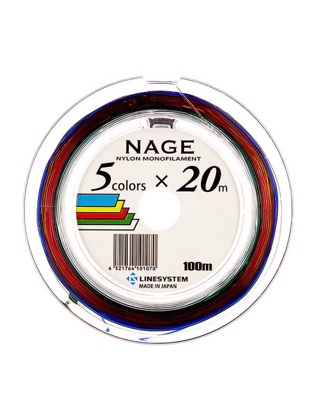 Монофильная леска для рыбалки LINESYSTEM Nylon 5 Color 100m #14 (0,62mm)
