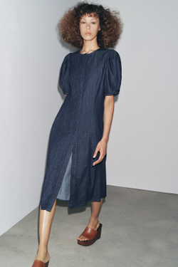 ZARA ДЖИНСОВОЕ ПЛАТЬЕ — ZW COLLECTION, СИНИЙ