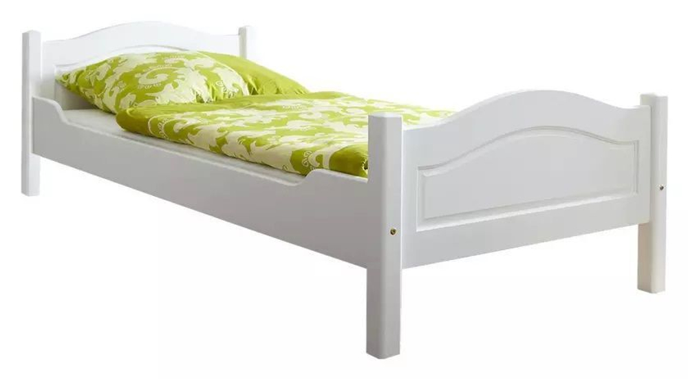 Кровать 90х200 Рита из массива сосны, с основанием кровати, белый воск