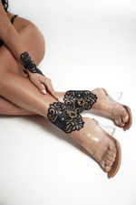 Черный фигурные оковы с золотистой фурнитурой (Цвет: черный с золотистым)