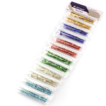 Набор бисера Alingar, циклярус, 6 цветов х 2 шт, 5 гр, "Ассорти" (син, крас,зел,голуб,зол,жемчуж), блистер 12 шт, тубус, европодвес