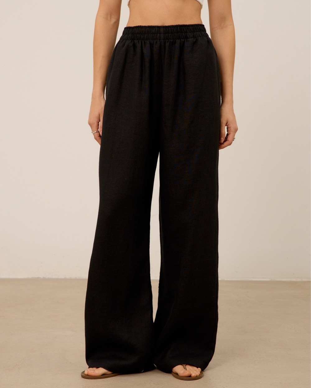 Брюки из 100% льна, черные