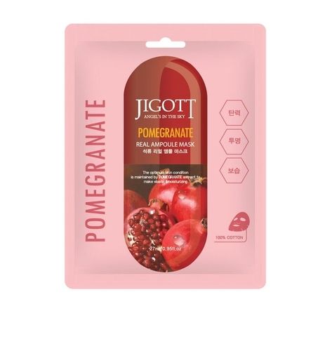 JIGOTT МАСКА АМПУЛЬНАЯ ДЛЯ ЛИЦА С ЭКСТРАКТОМ ГРАНАТА POMEGRANATE REAL AMPOULE MASK, 27 ML