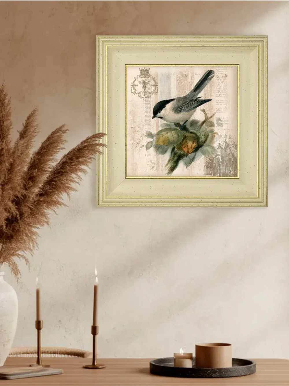 Картина интерьерная на холсте в раме "Птички" 30*30 см