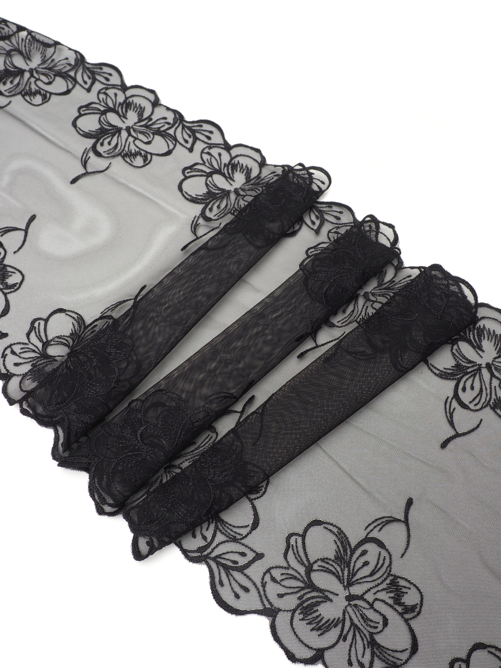 Кружево вышивка на сетке черная неэластичная ширина 20 см