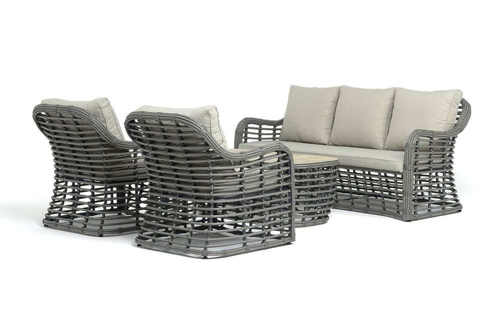 "Ницца" лаунж-зона из искусственного ротанга, цвет серый