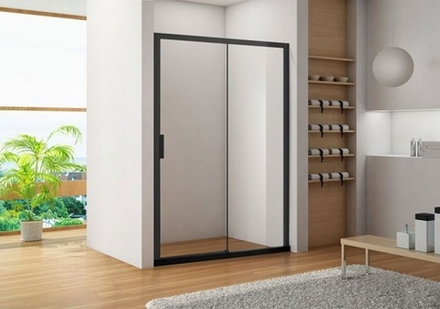 AE60-N-120H200U-BT Aquanet Pleasure, дверь в нишу 1200 мм, профиль-черн.мат. Стекло прозрачное