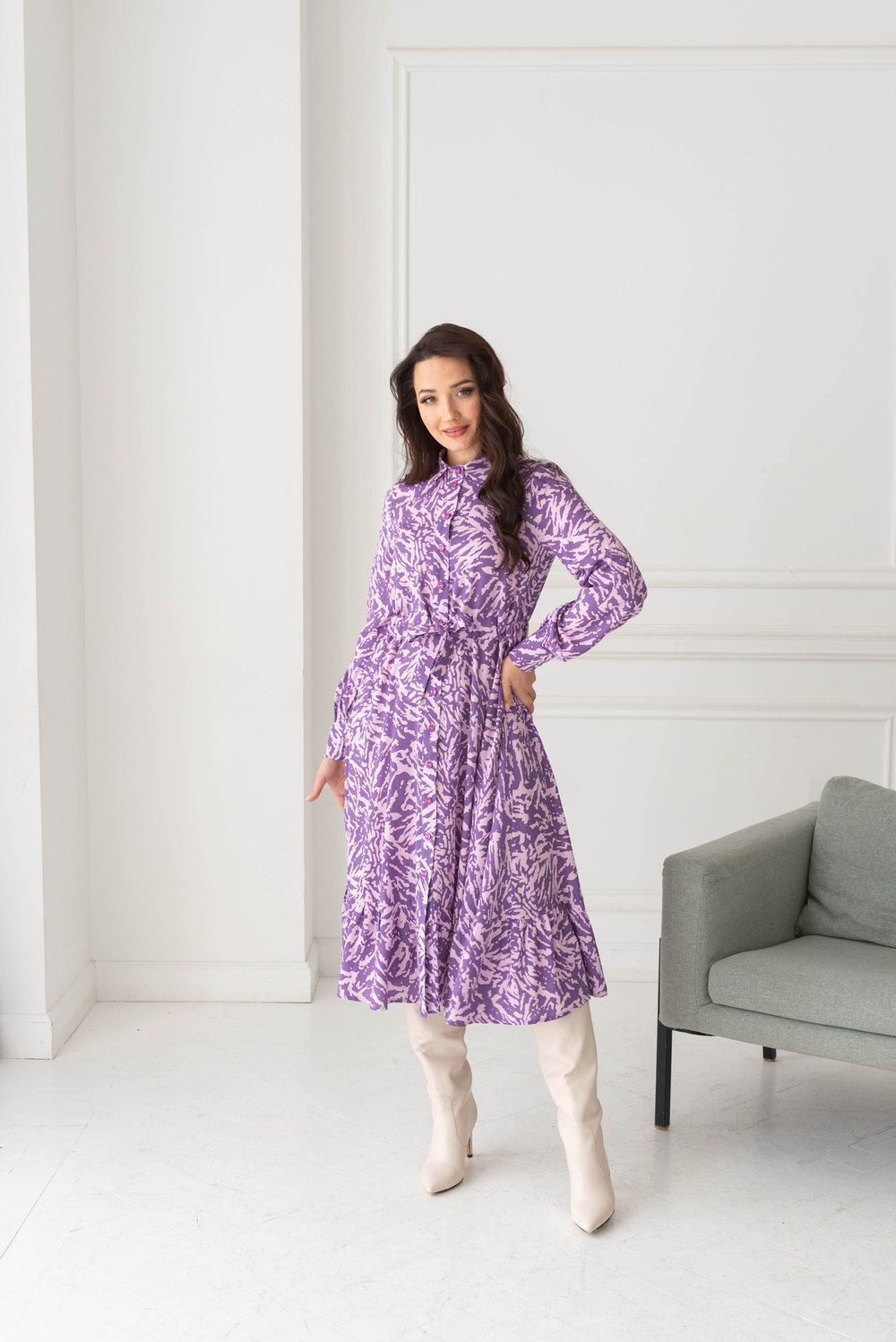 Платье сиреневого цвета из вискозы
