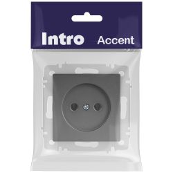 Розетка Intro Accent 6-201-07 2P 16А-250В IP20 СУ AL/CU графит