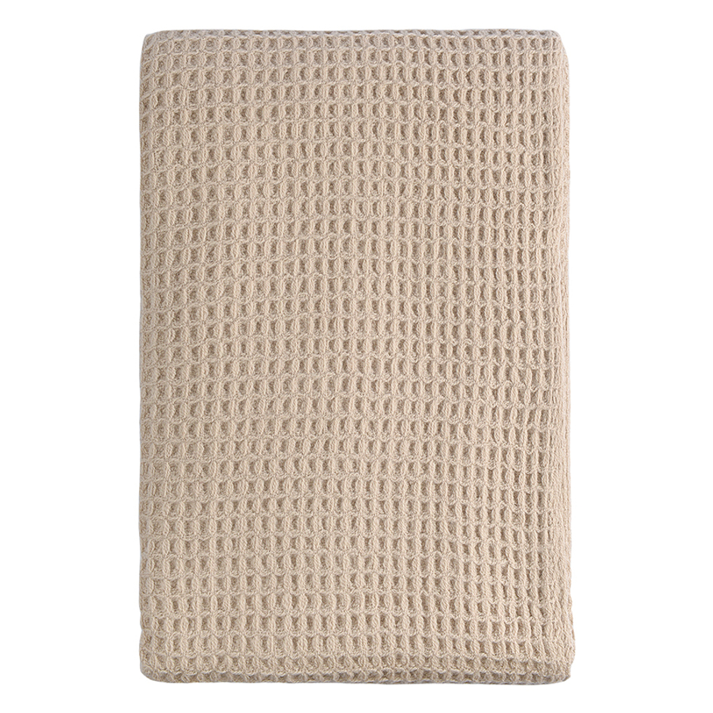 Плед из шерсти бежево-серого цвета из коллекции essential, 130х180 см