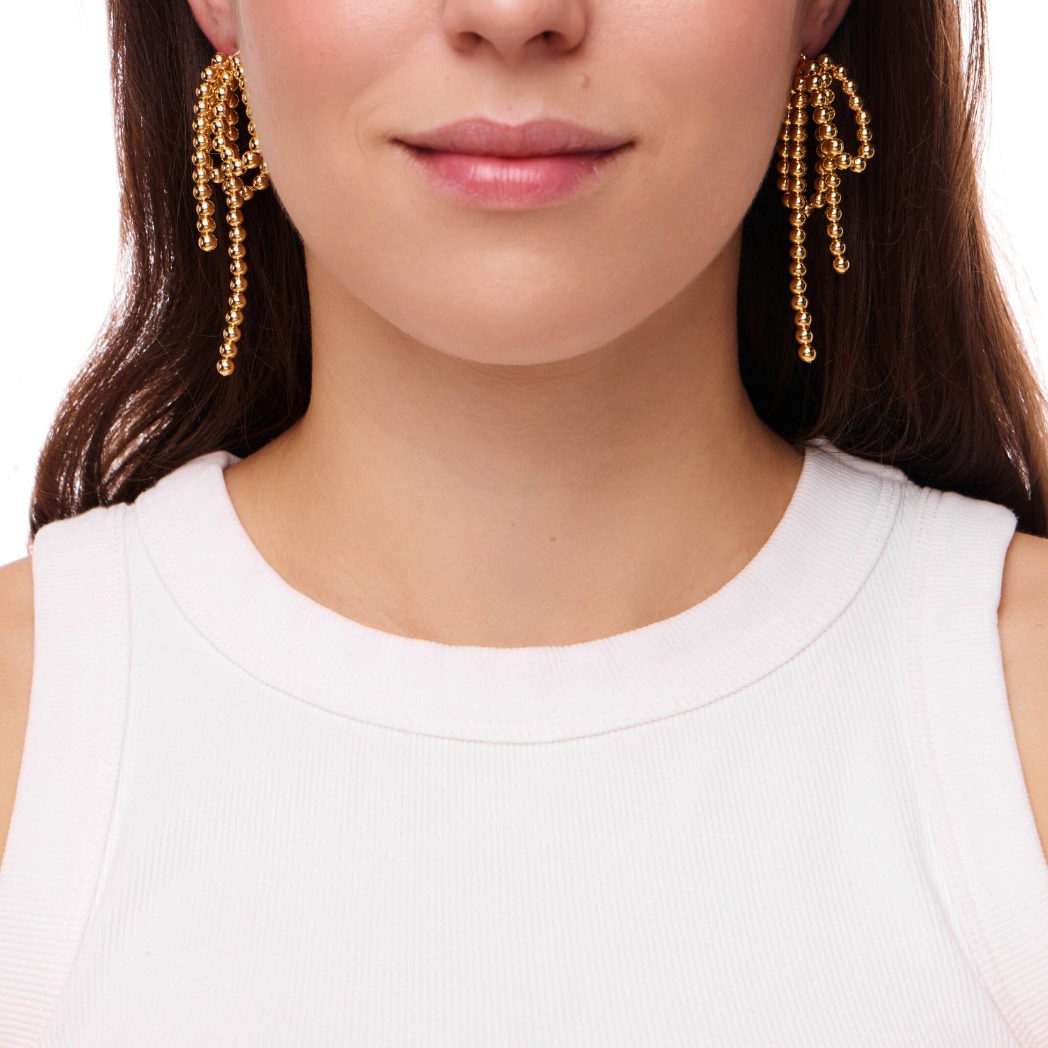 Серьги Golden Earrings With Bows Made Of Beads