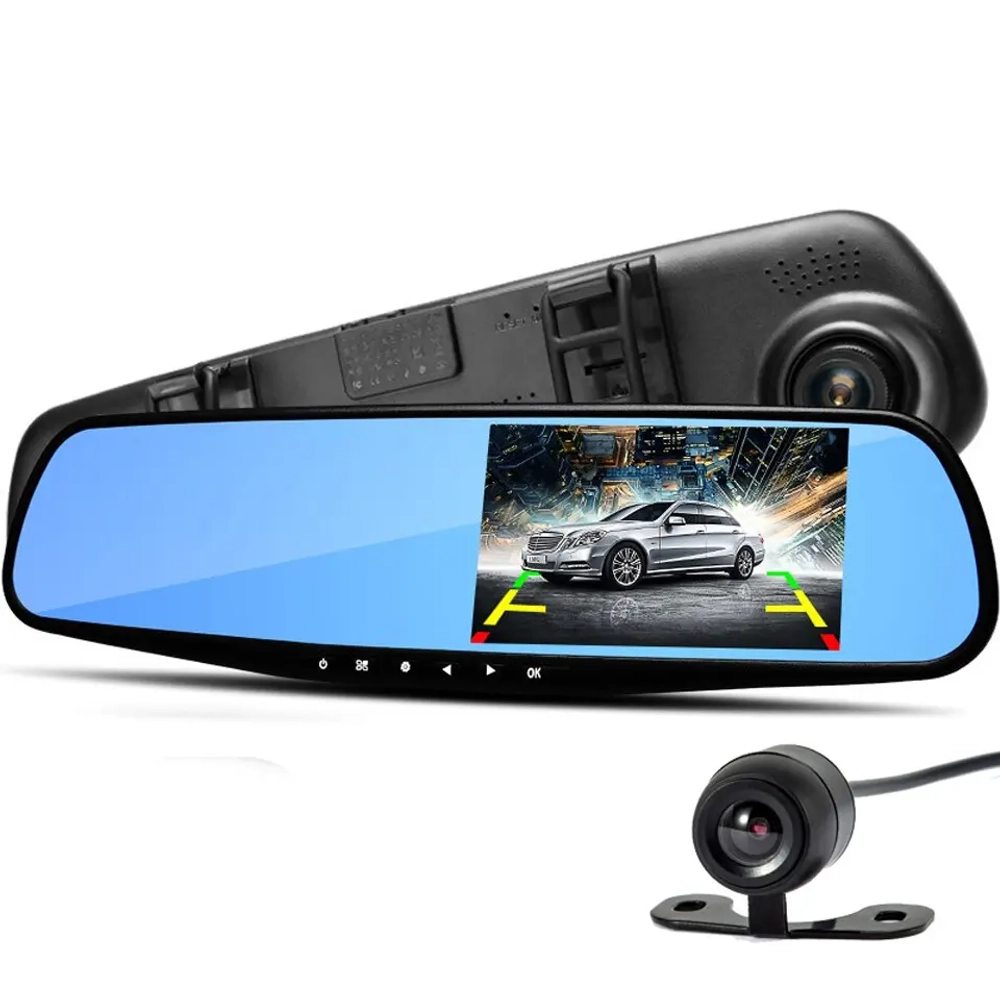 Видеорегистратор-зеркало EPLUTUS D02 FHD 1080p экран 4,3" с дополнительной камерой