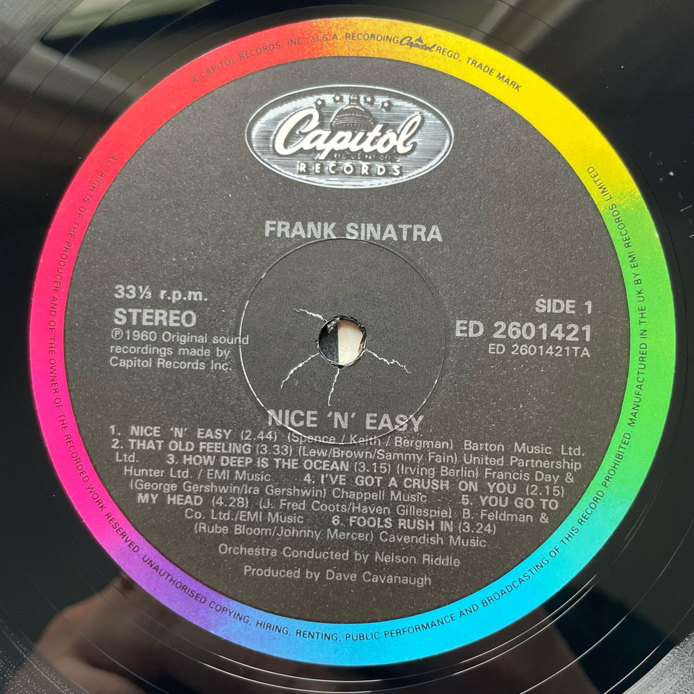 Винтажная виниловая пластинка LP Frank Sinatra Nice N Easy (Англия 1984)