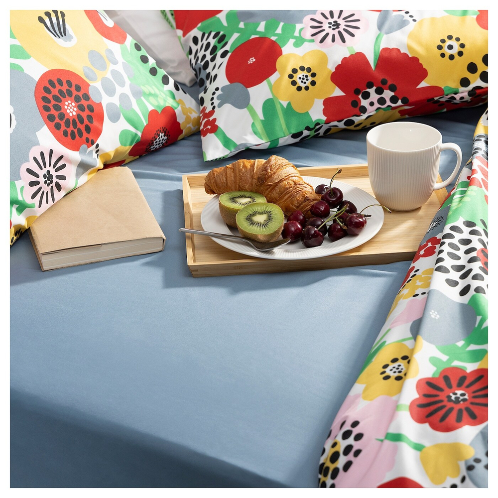 IKEA BRUKSVARA  (ИКЕА БРУКСВАРА)  -  Простыня на резинке, голубая, 90x200 см