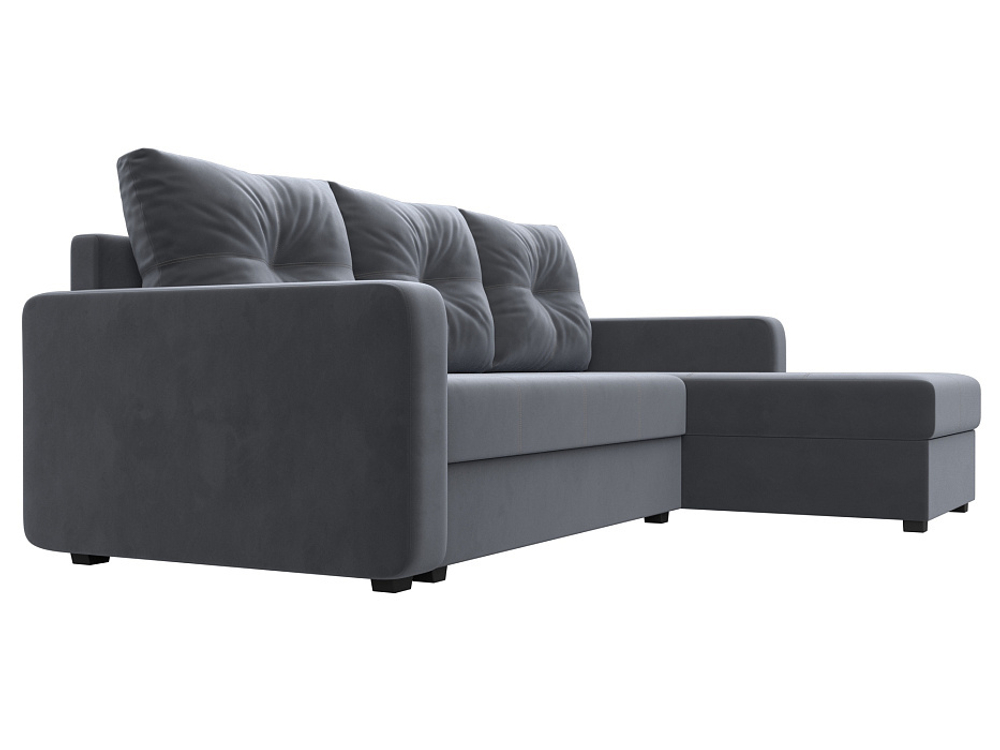 Диван угловой Ливерпуль Лайт правый угол, Серый, Велюр, 117723
