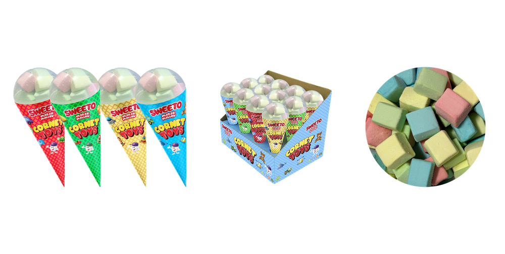 Маршмеллоу SWEETO Рожок с игрушкой 18г*12шт (6бл)