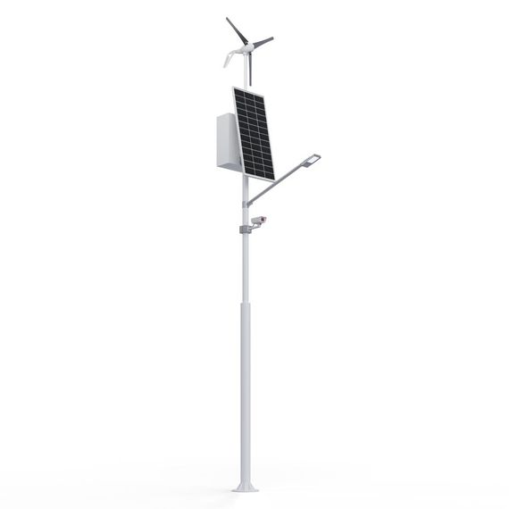 Автономная система видеонаблюдения с освещением на опоре (солнечная панель 200 Вт + ветрогенератор 400 Вт), фото №975683547