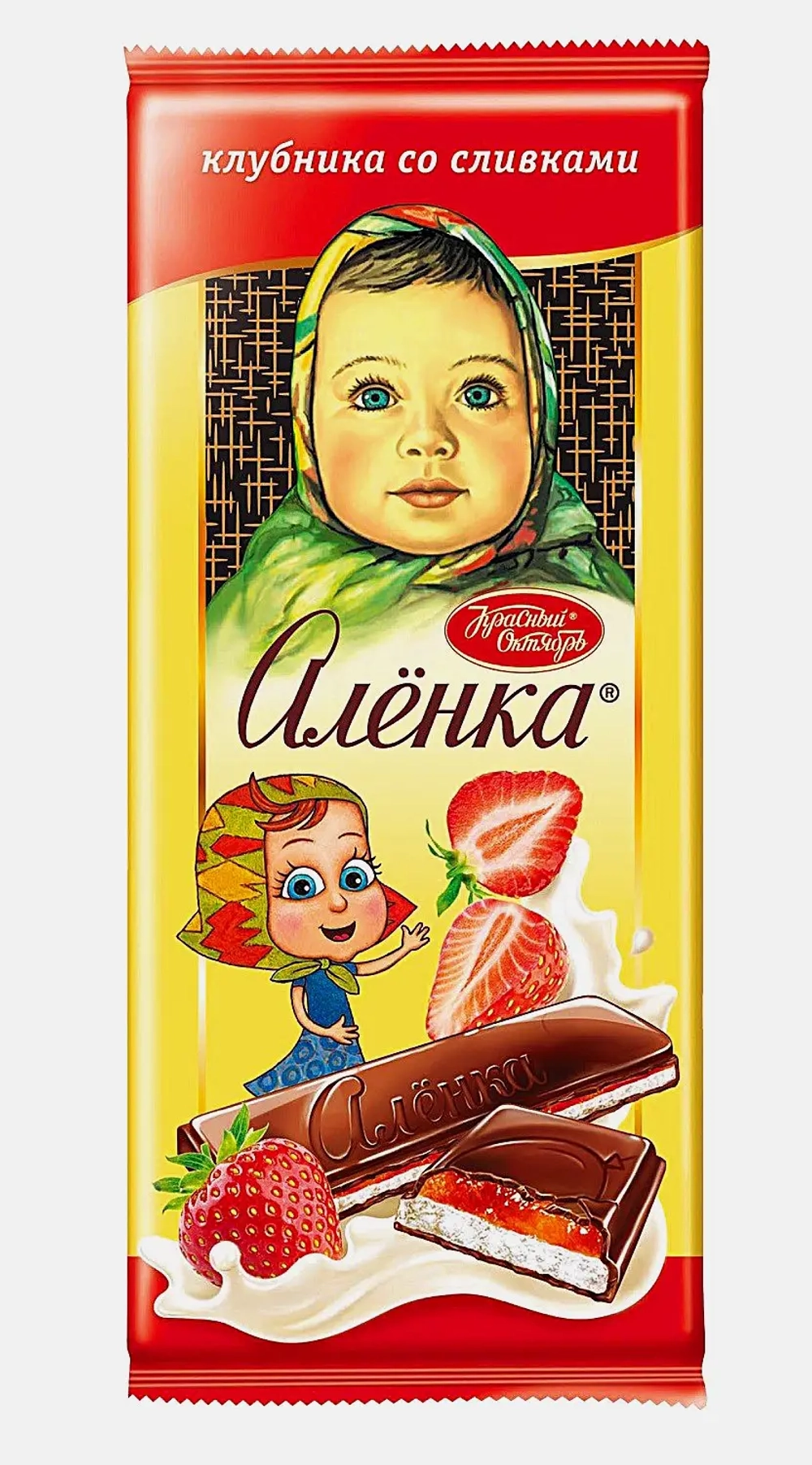 Шоколад Алёнка молочный клубника со сливками 87г