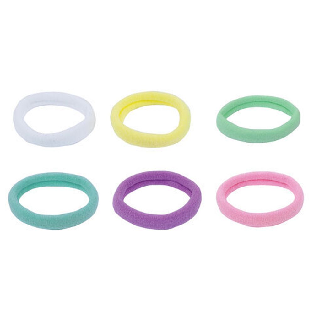 Резинки для волос НАБОР 6 шт., мягкие, средние, пастельные цвета, MONTE VITA, 457047