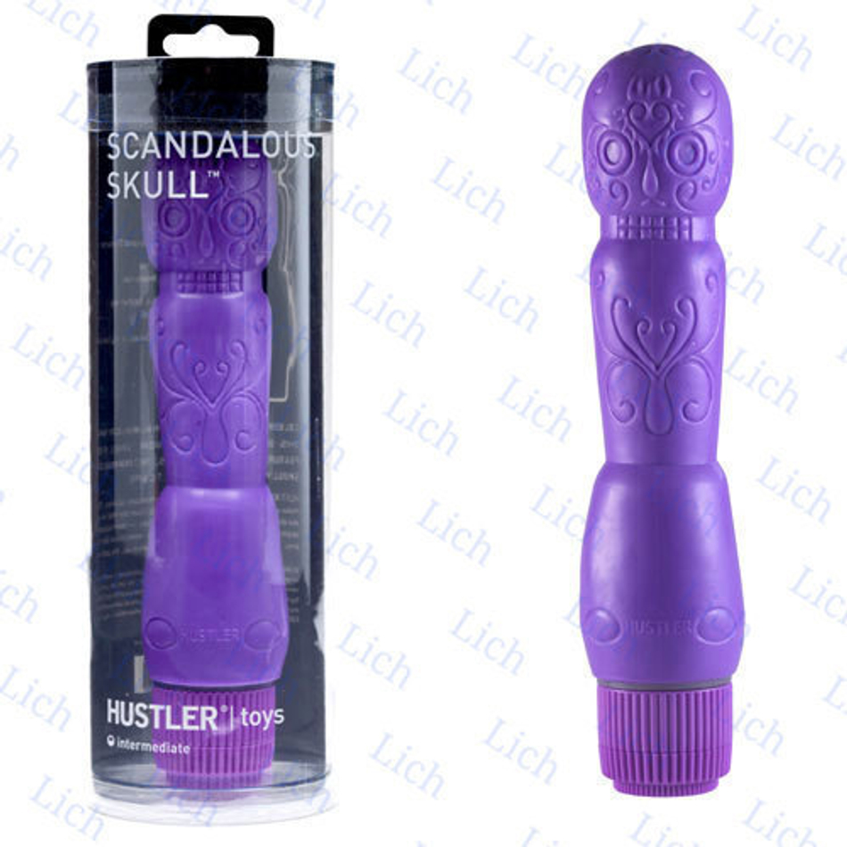Фиолетовый массажер с гравюрой SCANDALOUS SKULL