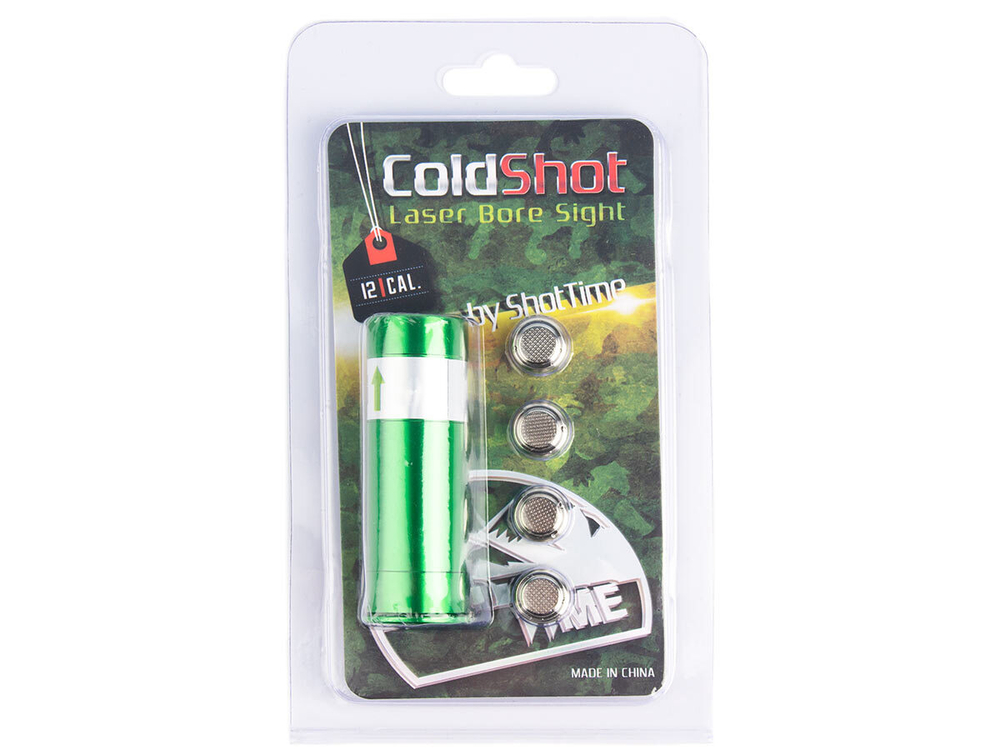 Лазерный патрон ShotTime ColdShot 12х60, кнопка вкл/выкл, алюминий, лазер зелёный 532нм