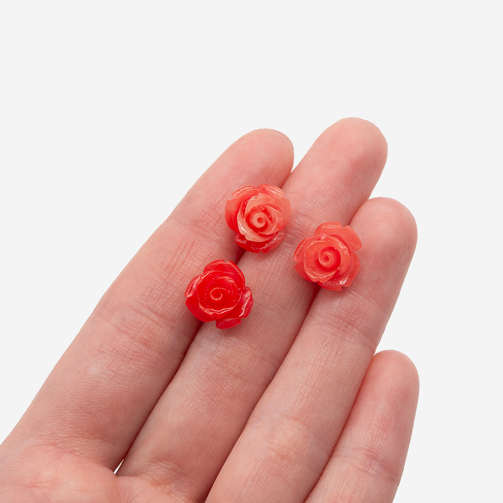 Подвеска резная "Роза", 8,5*10мм, поперечное отверстие, коралловая пудра