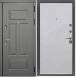 Входная дверь с шумоизоляцией Diva (Дива) МД-47 Ясень графит /Лучи Силк маус (светло-серый матовый, без текстуры)