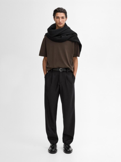 Massimo Dutti Хлопковая футболка-поло с короткими рукавами, шоколадный