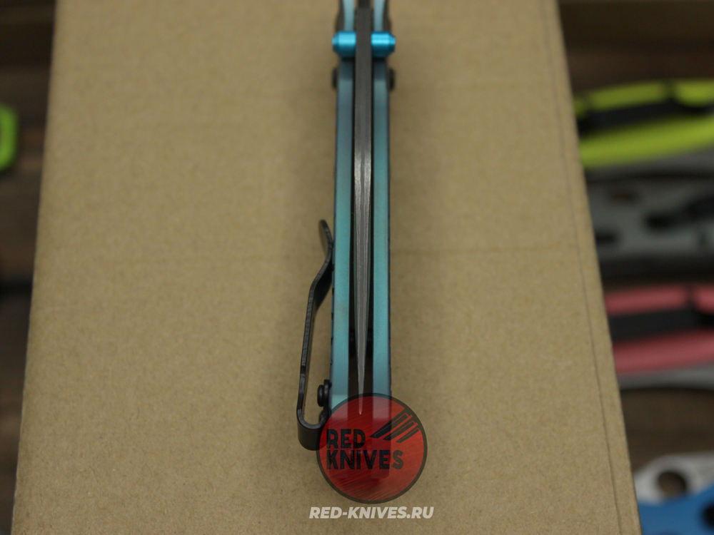 Нож Benchmade 535 Bugout Frag Titanium Damascus A+++ - титан цвет иний, клинок дамаск