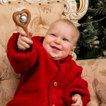 Деревянная погремушка с бубенцом Сердечко Леснушки