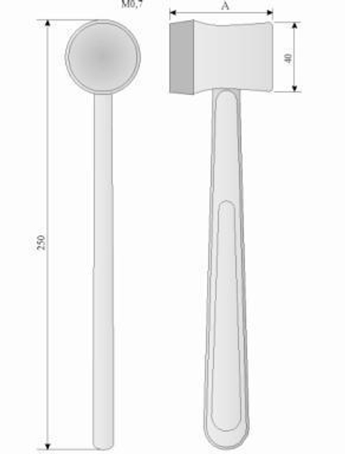 МЖ-4/36 МОЛОТОК ХИРУРГИЧЕСКИЙ МЕТАЛЛИЧЕСКИЙ СО СЪЕМНОЙ РЕЗИНОВОЙ НАКЛАДКОЙ ММ МНх-"ММИЗ" 250Х50 *