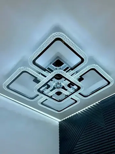 Люстра потолочная в цвете хром с пультом для всех видов потолков, 130 Вт