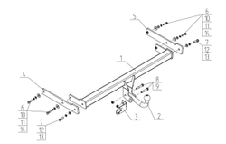 Фаркоп для Volkswagen Passat B8 седан 2015-2022, Skoda Superb 2015-2024 Тип шара: A. Нагрузки: 2000/100 кг, VW 38