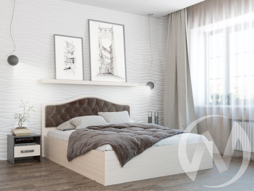 Мягкое изголовье 1;6м Кровать Дели (велюр/шоколад)