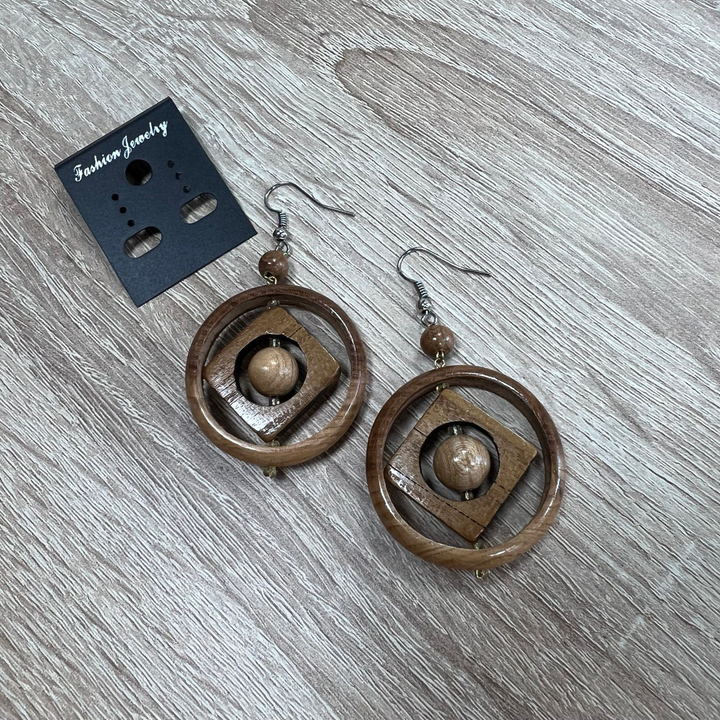 Серьги Аргентина, цвет светло-коричневый, дерево, 5 см