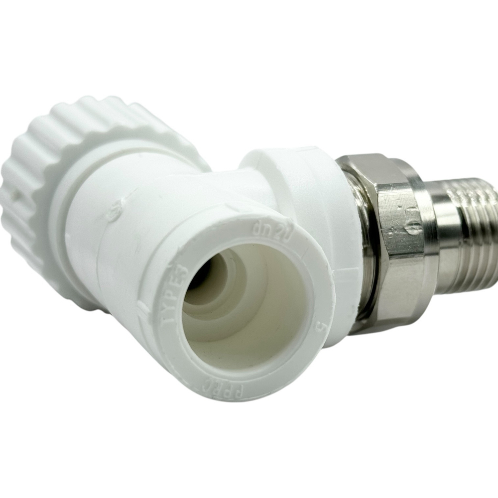 Вентиль угловой радиаторный полипропиленовый TEBO 20x1/2"