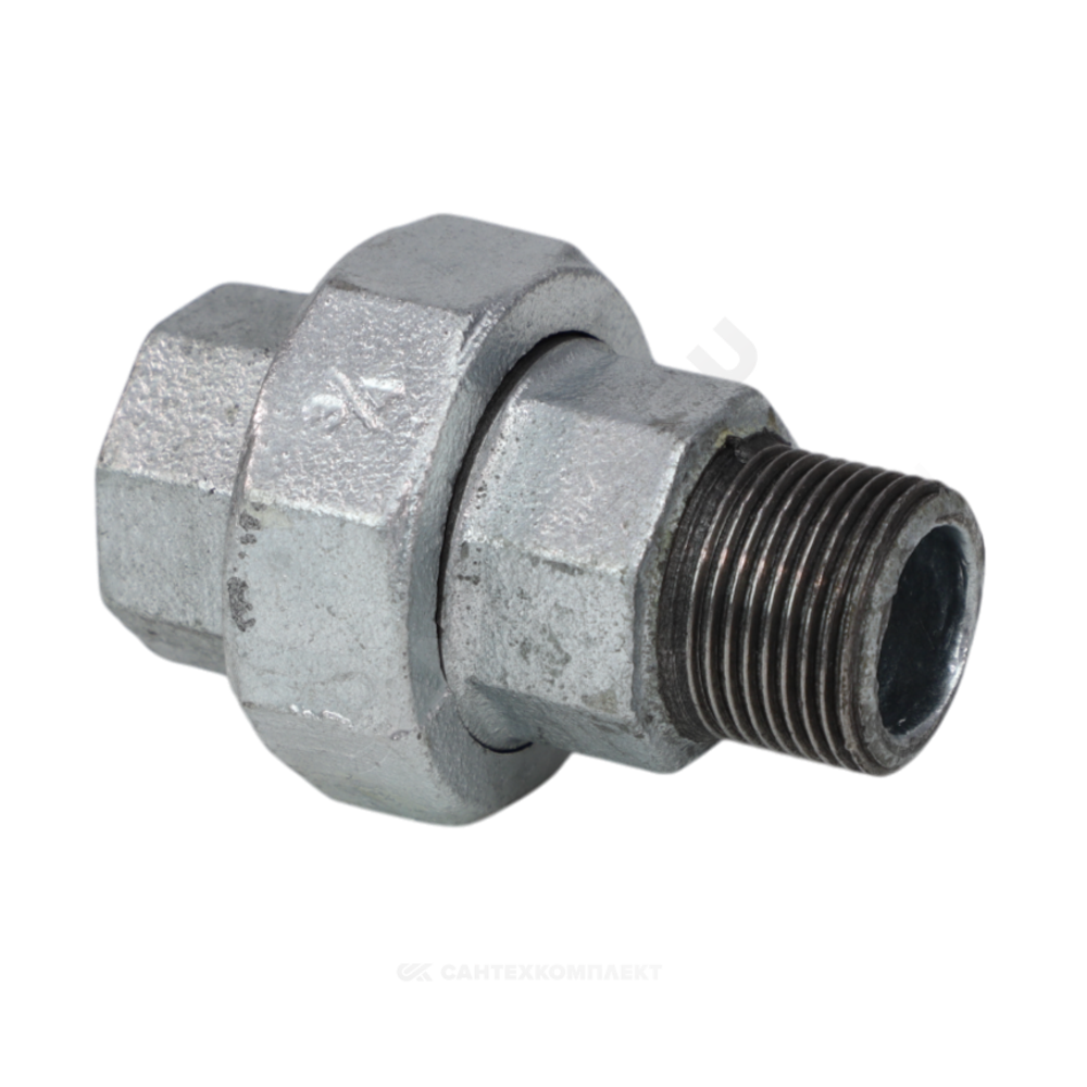 Соединитель прямой американка чугун оц Ду 25 (1") ВР/НР Fittex PLUS
