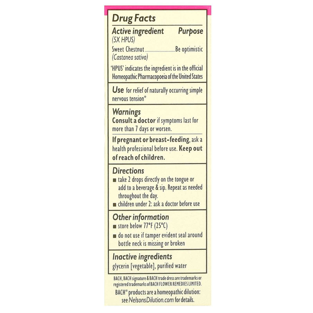 Bach, Original Flower Remedies, сладкий каштан, 10 мл (0,35 жидк. унции)