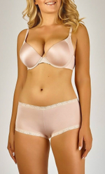 Нежно-розовые трусы-шорты из микрофибры с кружевной отделкой (Размер: S) (Цвет: нежно-розовый)