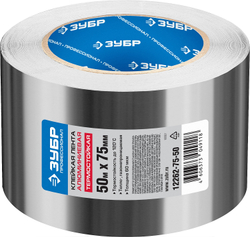 ЗУБР 75 мм, 50 м, 60 гр/м2, самоклеящаяся алюминиевая лента, Профессионал (12262-75-50)