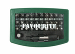 Биты для шуруповертов FAVOURITE FAV 32 SETS , в кейсе 32 предмета: 30 бит (25 мм), переходник для торцевых головок (25 мм), адаптер с быстрозаж. патрон. 60 мм.