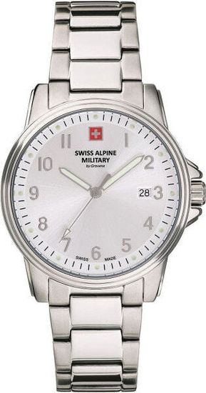 С браслетом Мужские наручные часы с серебряным браслетом Swiss Alpine Military 7011.1132 mens 40mm 10ATM