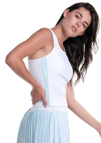 Женский топ теннисный Lucky in Love Racer Rib Tank - white