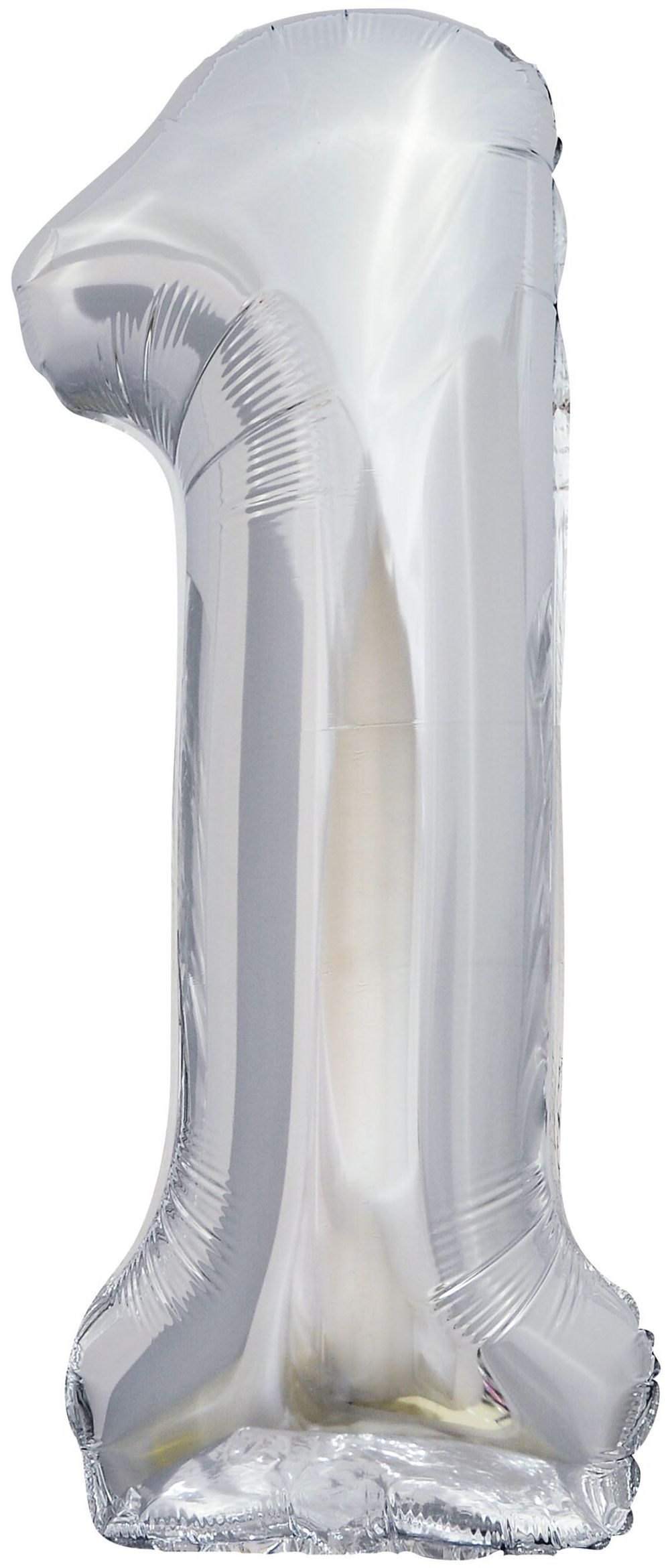 Шар (34"/86 см) Цифра, 1, ЭКО, Серебро, в упаковке