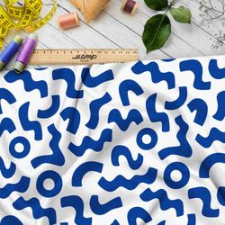 Ткань премиум шифон синие мазки на белом