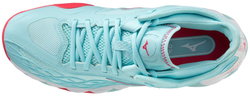 Женские теннисные кроссовки Mizuno Wave Enforce Tour CC - tanager turquoise/fiery coral 2/white