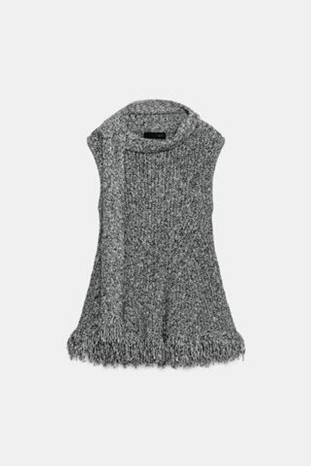 ZARA ТОП С ШАРФОМ, СЕРЫЙ МЕЛАНЖ